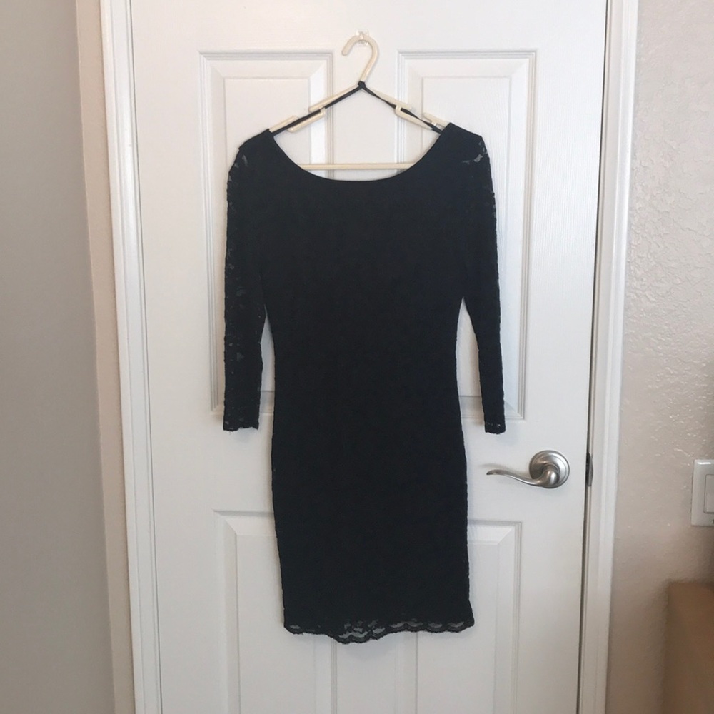 Black lace mini dress